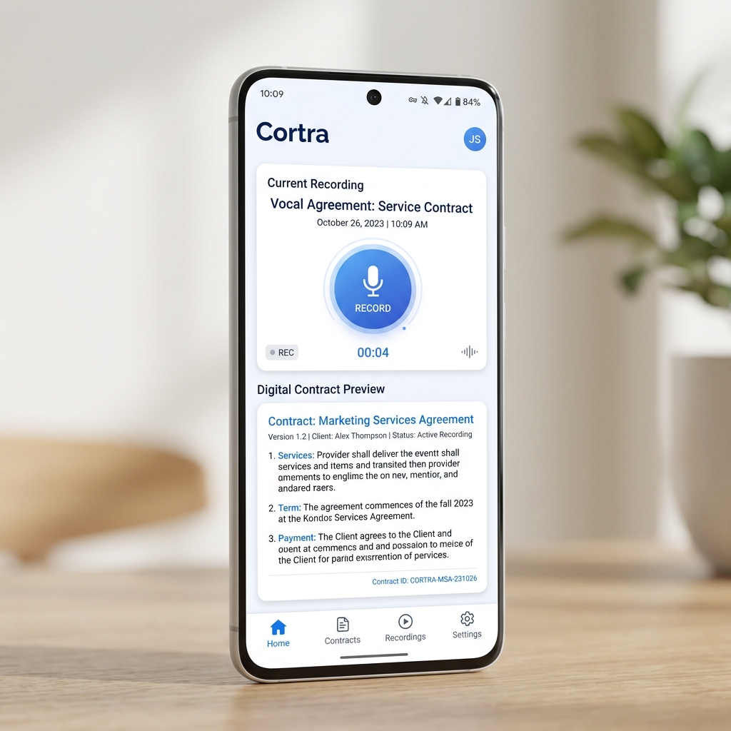 Cortra — Application Android de création de contrats légaux vocaux